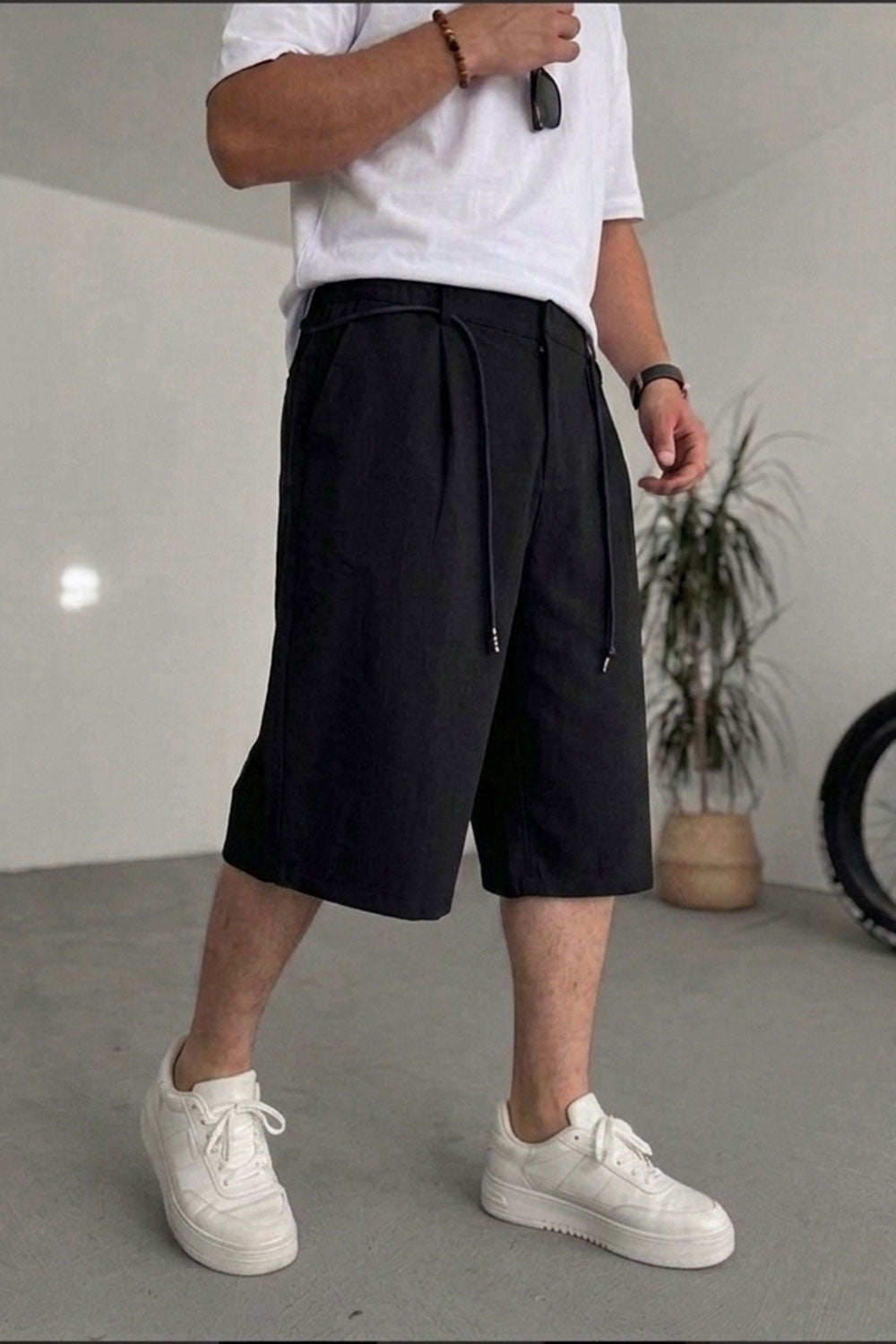 Βερμούδα Baggy Tailored Urban Drawstring Studio – Μαύρο