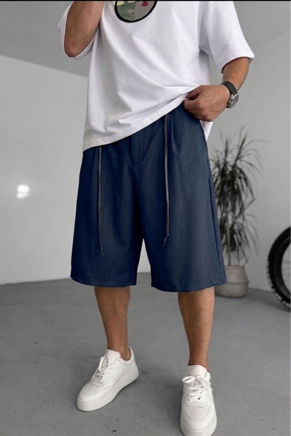 Βερμούδα Baggy Tailored Urban Drawstring Studio – Σκούρο Μπλε