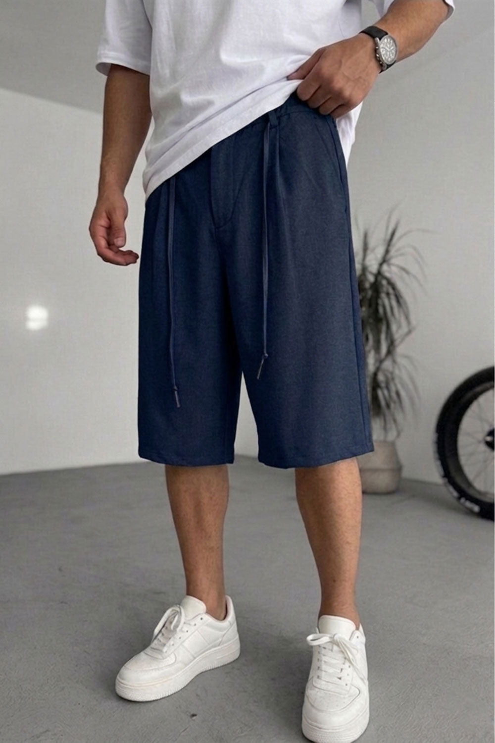 Βερμούδα Baggy Tailored Urban Drawstring Studio – Σκούρο Μπλε