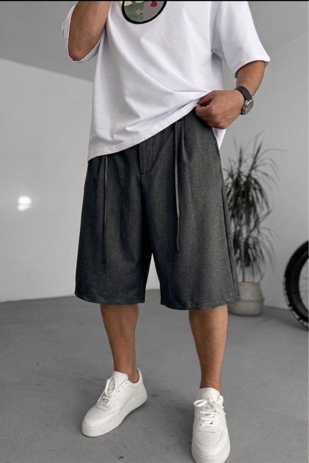 Βερμούδα Baggy Tailored Urban Drawstring Studio – Ανθρακί