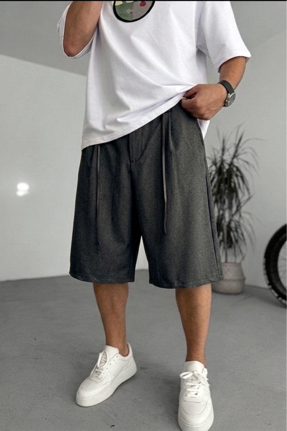 Βερμούδα Baggy Tailored Urban Drawstring Studio – Ανθρακί