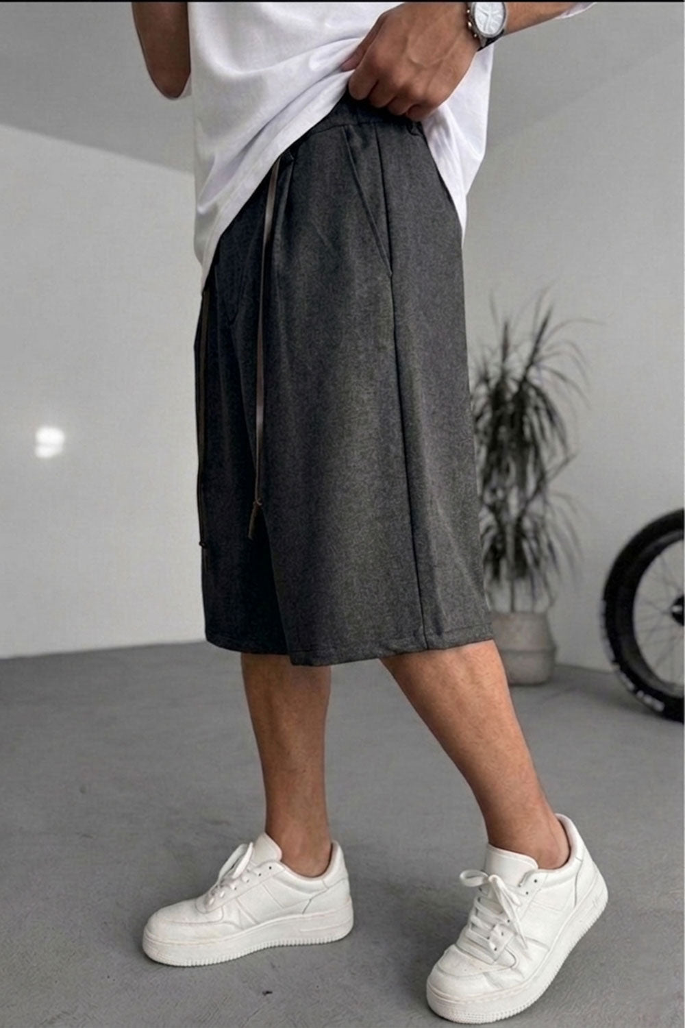 Βερμούδα Baggy Tailored Urban Drawstring Studio – Ανθρακί