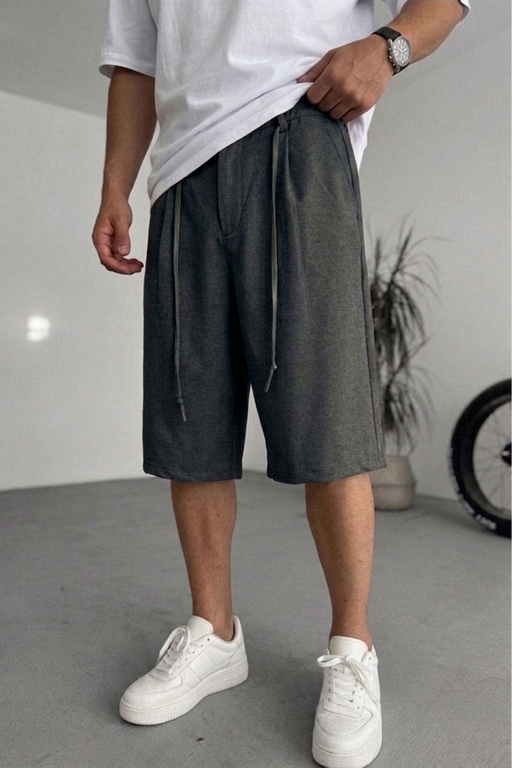 Βερμούδα Baggy Tailored Urban Drawstring Studio – Ανθρακί