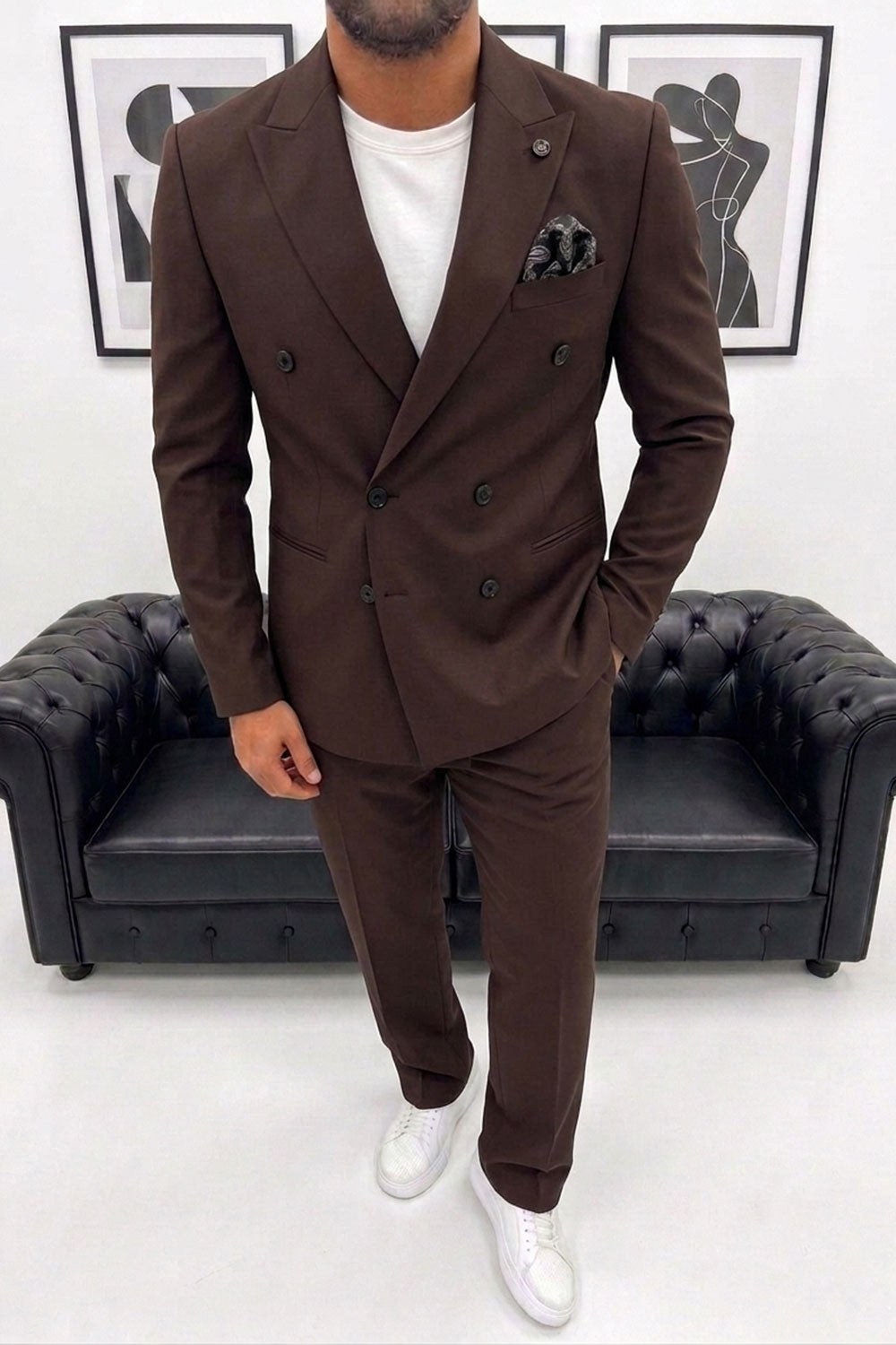 Ανδρικό Σακάκι DELMONT Premium Tailoring Σκούρο Καφέ