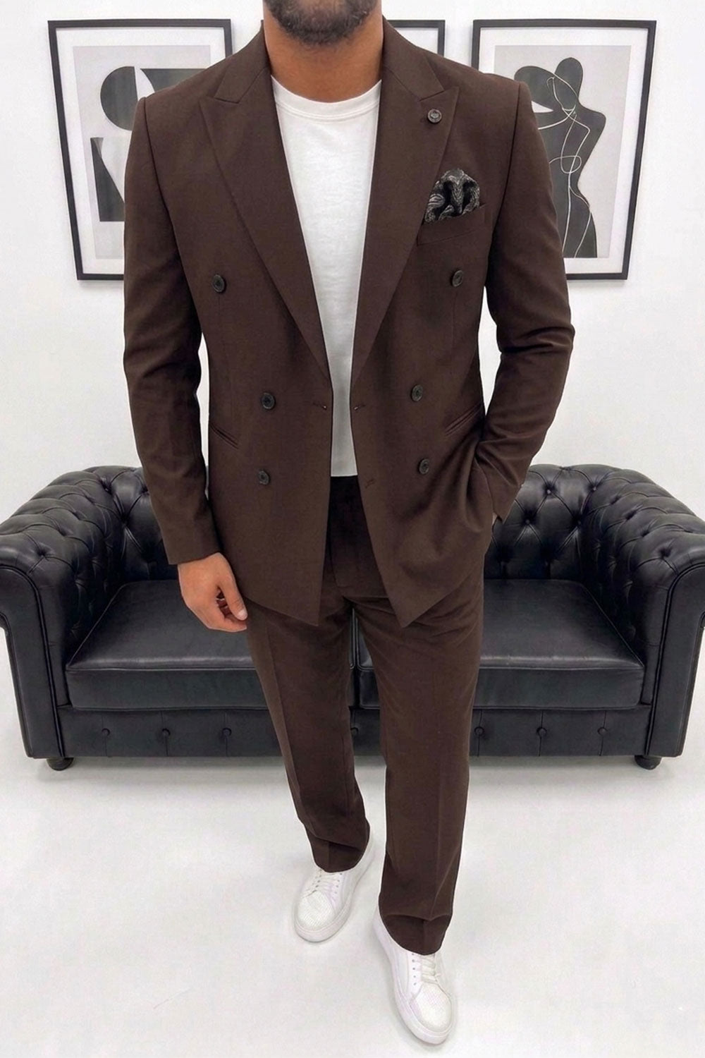 Ανδρικό Σακάκι DELMONT Premium Tailoring Σκούρο Καφέ