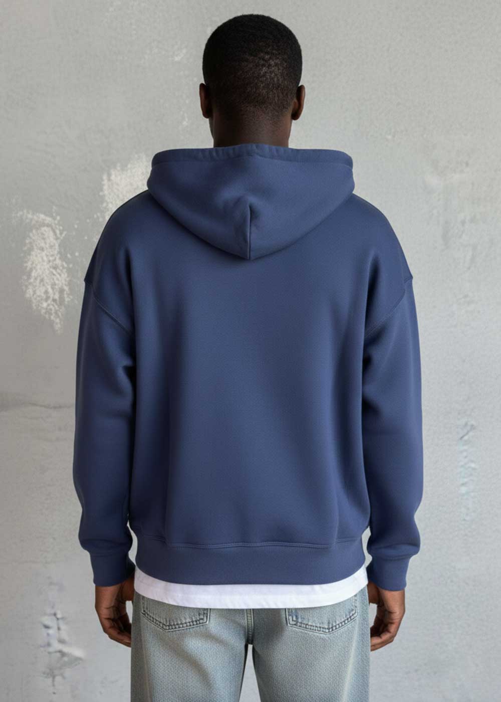 Oversized Ζακέτα Φούτερ με Διπλό Άνοιγμα Φερμουάρ Εσωτερική Επένδυση - Μπλε