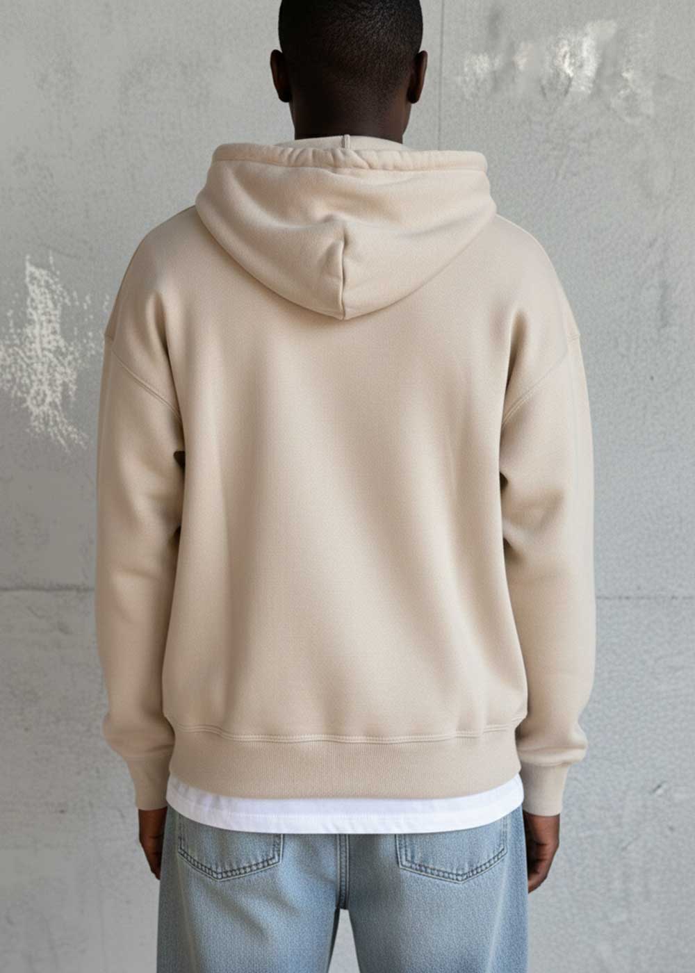 Oversized Ζακέτα Φούτερ με Διπλό Άνοιγμα Φερμουάρ Εσωτερική Επένδυση - Μπεζ
