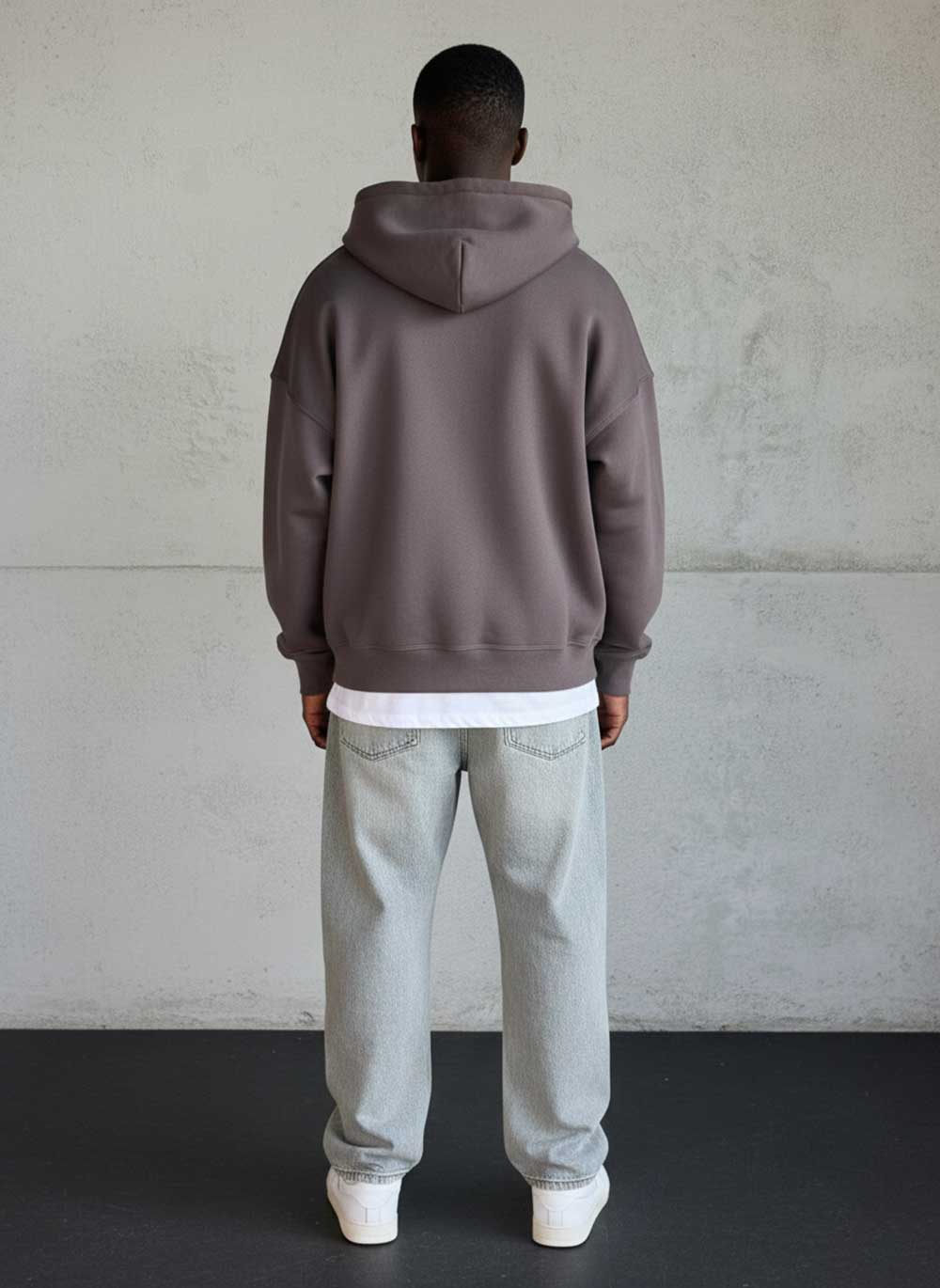Oversized Ζακέτα Φούτερ με Διπλό Άνοιγμα Φερμουάρ Εσωτερική Επένδυση - Καφέ Ποντικί