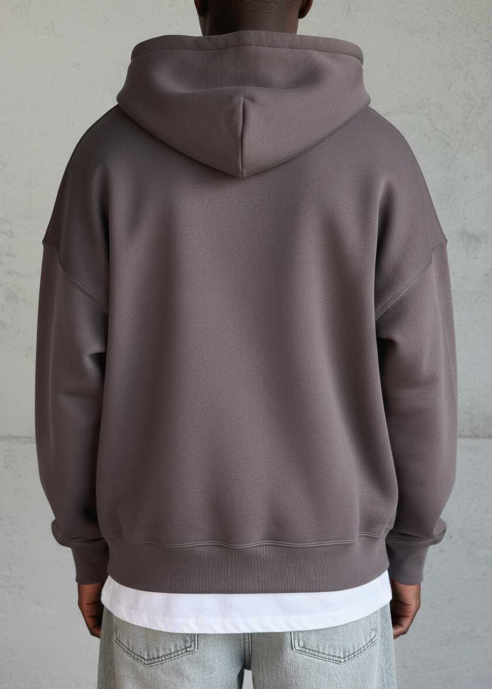 Oversized Ζακέτα Φούτερ με Διπλό Άνοιγμα Φερμουάρ Εσωτερική Επένδυση - Καφέ Ποντικί