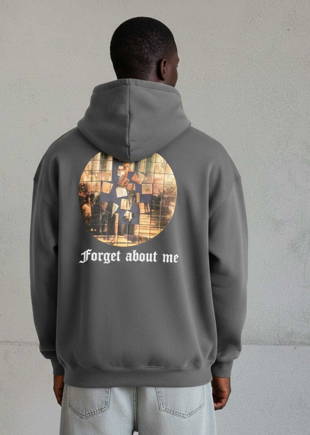 Φούτερ με Κουκούλα και Στάμπα Forget about me - Ανθρακί