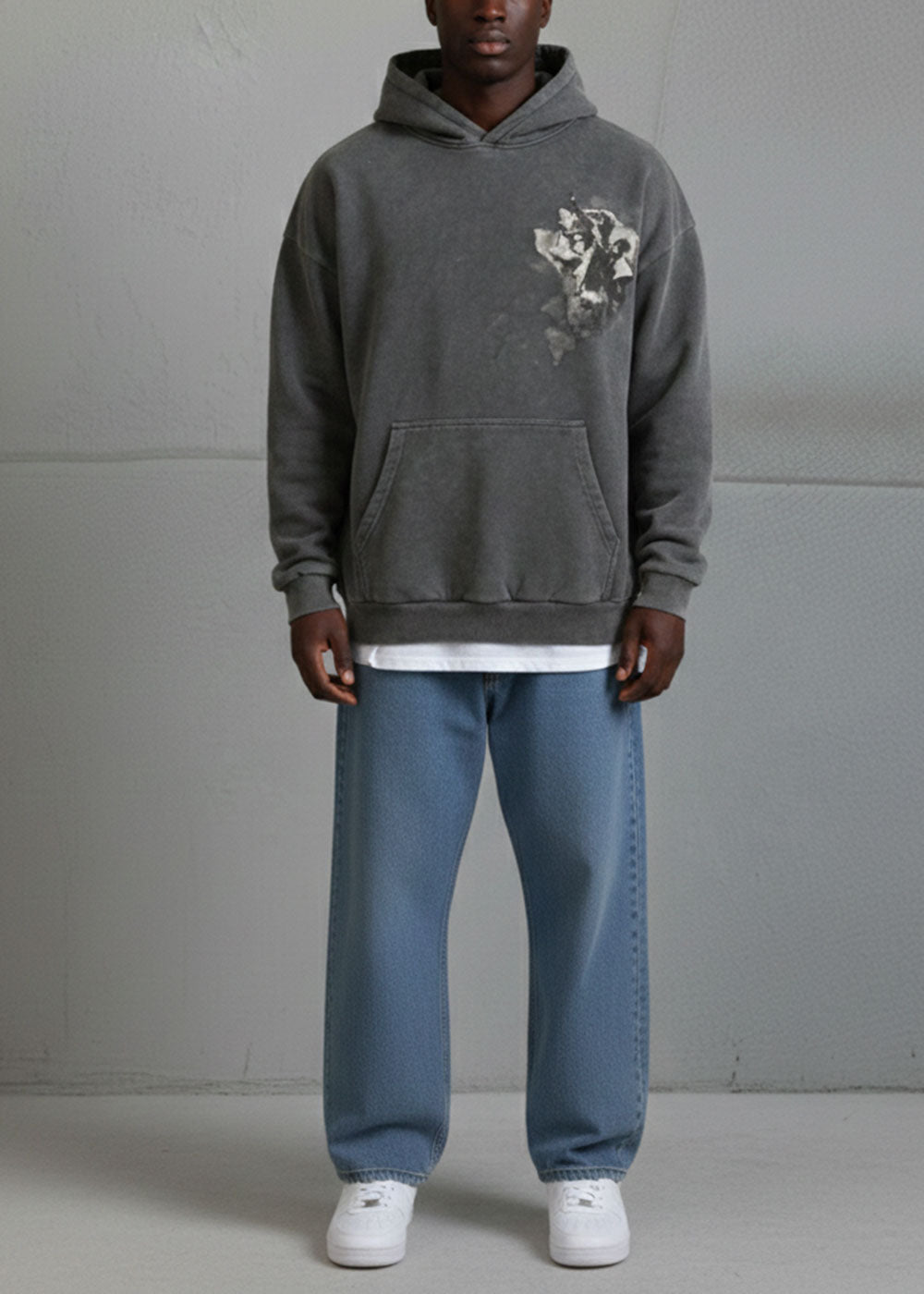Angelic Art Edition Vintage Washed Oversized Hoodie Εσωτερική Επένδυση– Γκρι