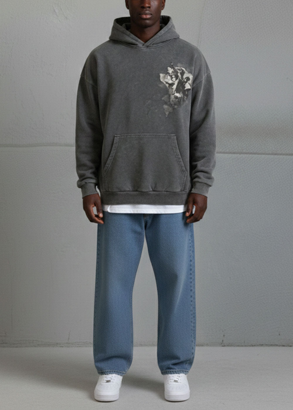 Angelic Art Edition Vintage Washed Oversized Hoodie Εσωτερική Επένδυση– Γκρι