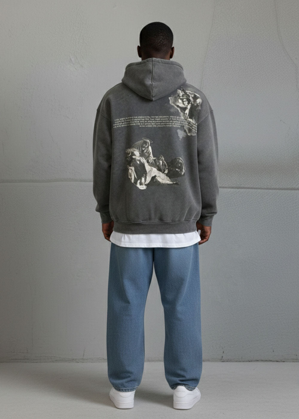 Angelic Art Edition Vintage Washed Oversized Hoodie Εσωτερική Επένδυση– Γκρι