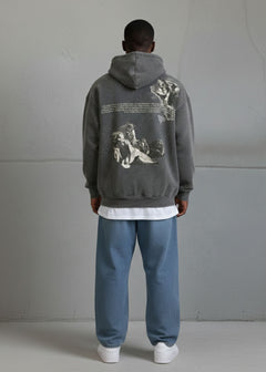 Angelic Art Edition Vintage Washed Oversized Hoodie Εσωτερική Επένδυση– Γκρι