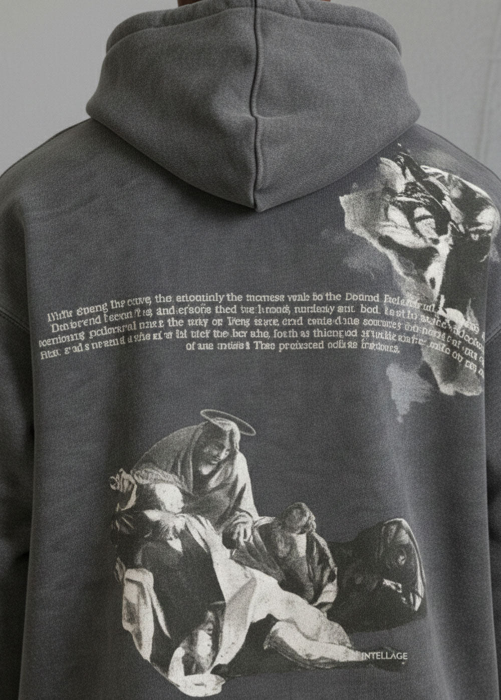 Angelic Art Edition Vintage Washed Oversized Hoodie Εσωτερική Επένδυση– Γκρι