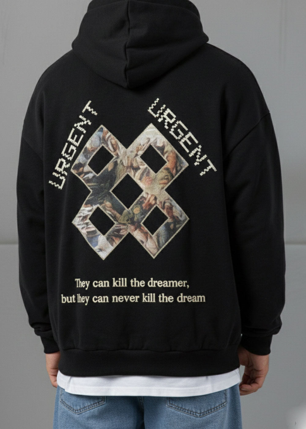 Μαύρο Oversized Hoodie URGENT Εσωτερική Επένδυση – Dreamer Edition