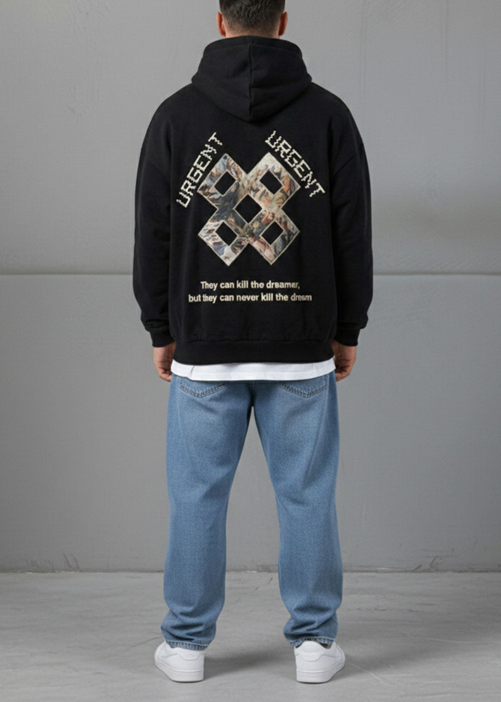 Μαύρο Oversized Hoodie URGENT Εσωτερική Επένδυση – Dreamer Edition