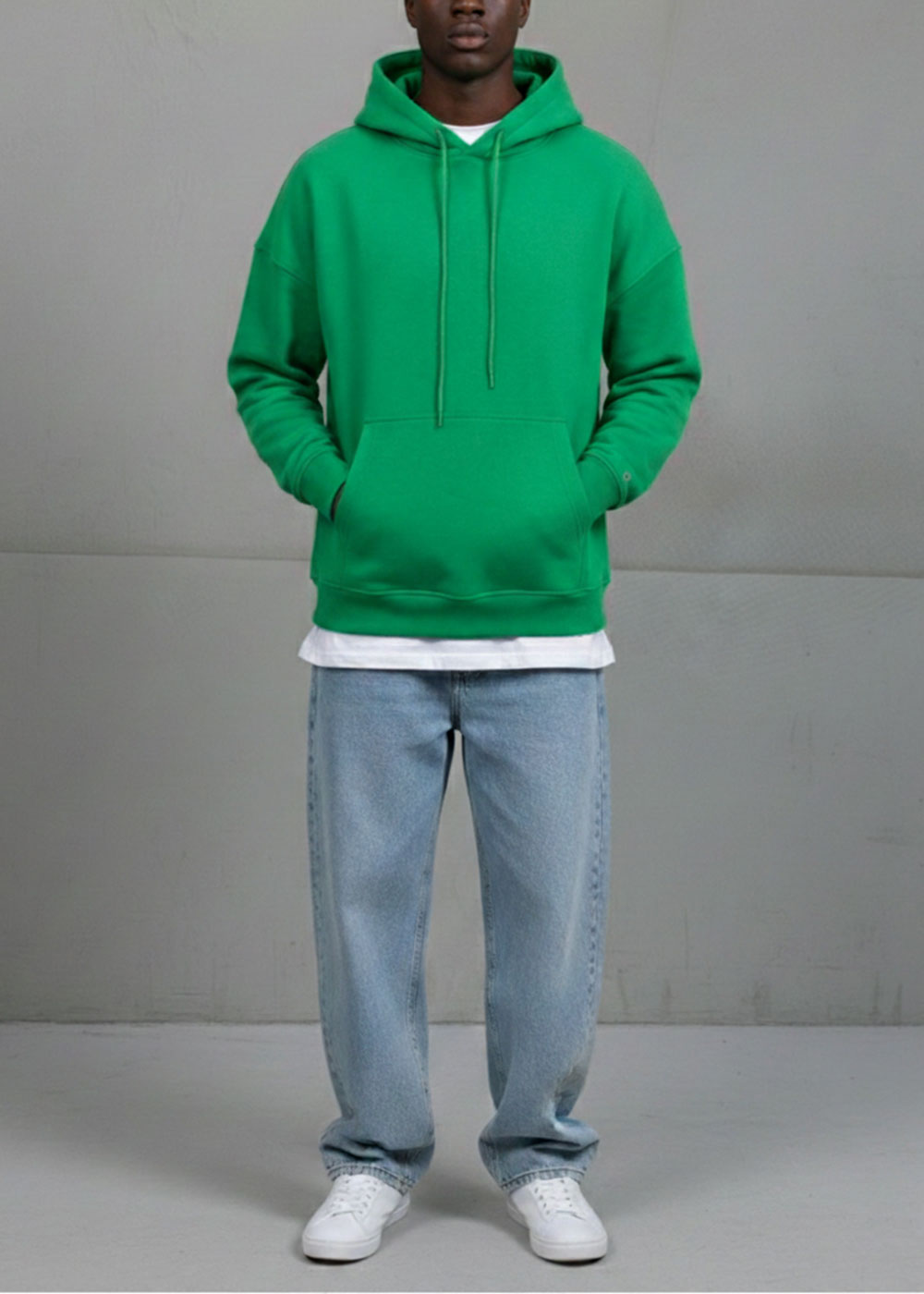 Φούτερ Hoodie Oversized Fit με Κουκούλα - Πράσινο