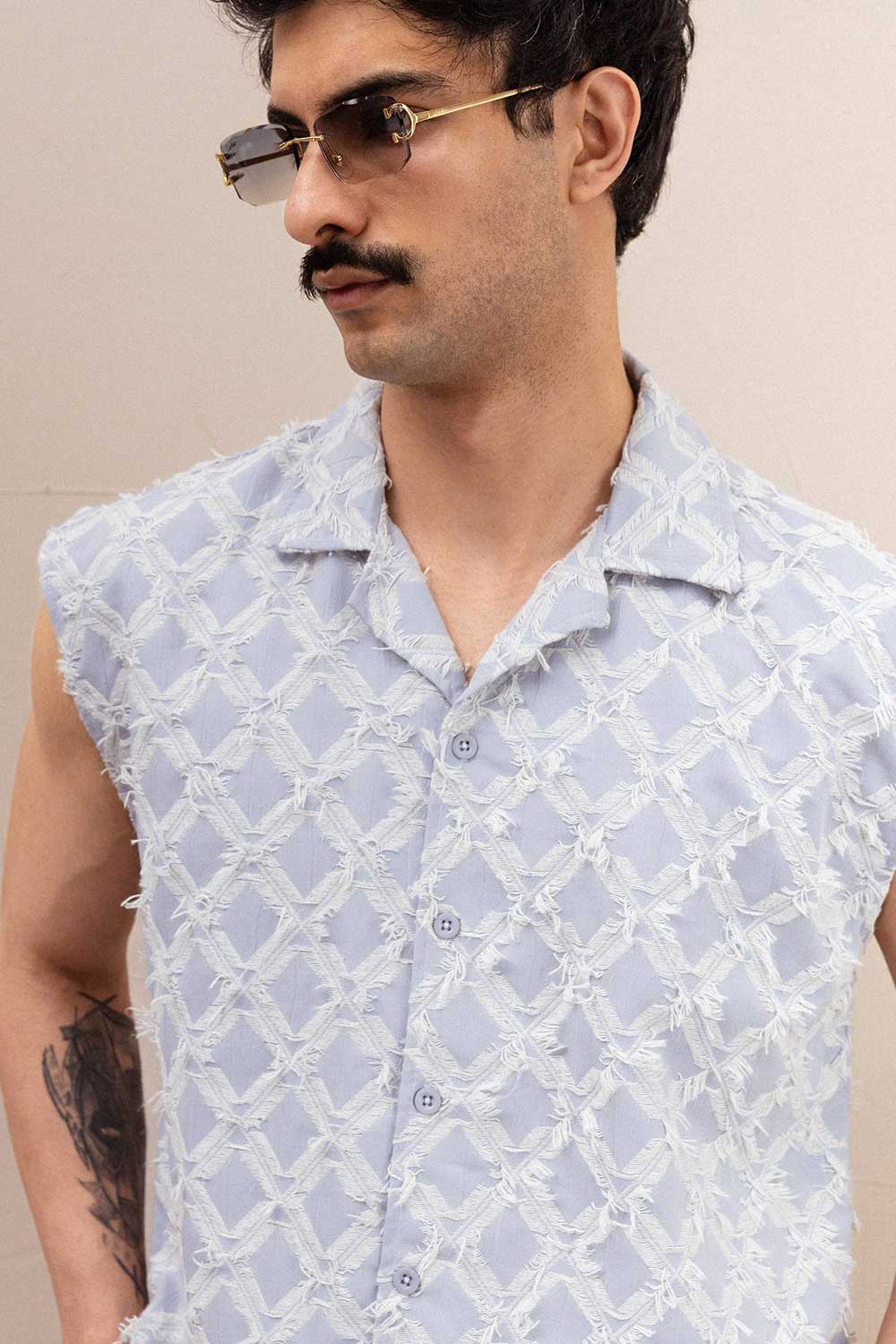 Crop Taraantik Αμάνικο Fringe Πουκάμισο – Λιλά