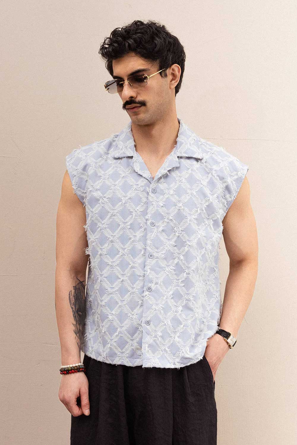 Crop Taraantik Αμάνικο Fringe Πουκάμισο – Λιλά