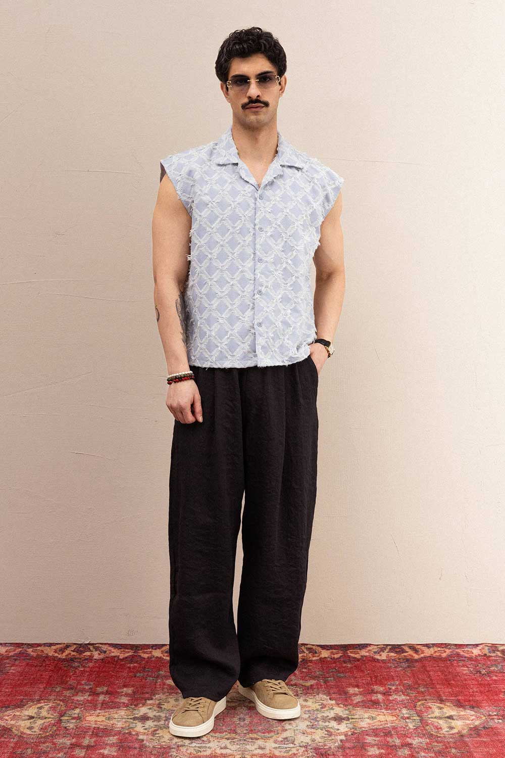 Crop Taraantik Αμάνικο Fringe Πουκάμισο – Λιλά