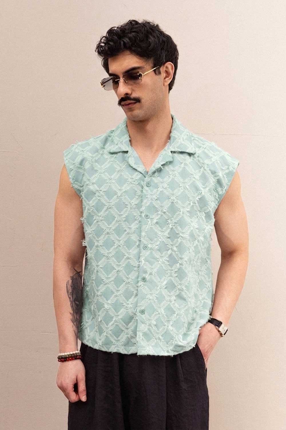 Crop Taraantik Αμάνικο Fringe Πουκάμισο – Μιντ