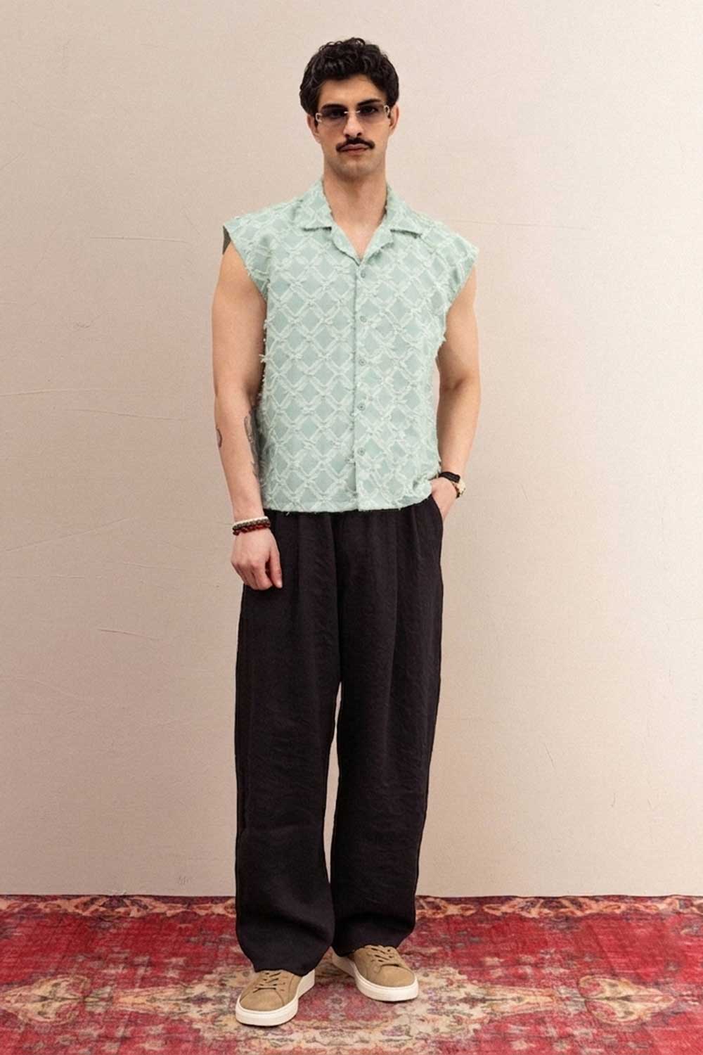 Crop Taraantik Αμάνικο Fringe Πουκάμισο – Μιντ