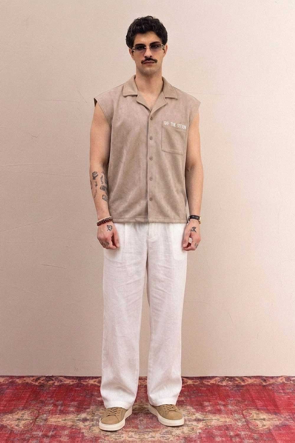 Crop Πουκάμισο Suede Off The System Studio –Μπεζ
