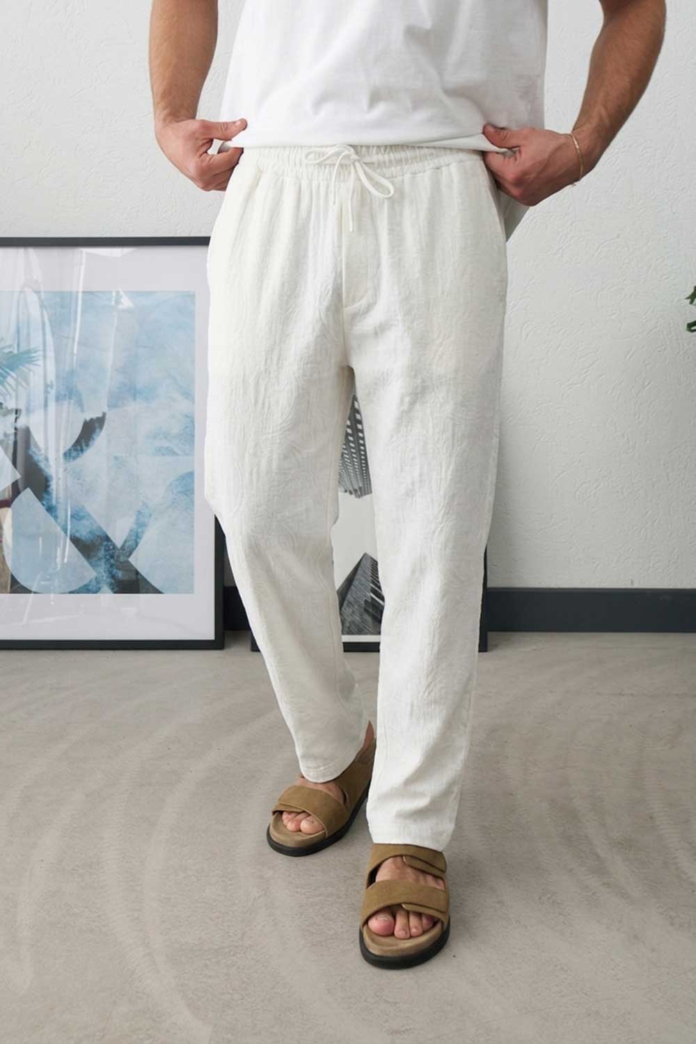 Παντελόνι Cotton Textured Urban Studio – Off White