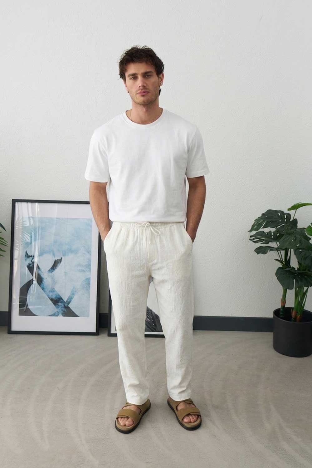 Παντελόνι Cotton Textured Urban Studio – Off White