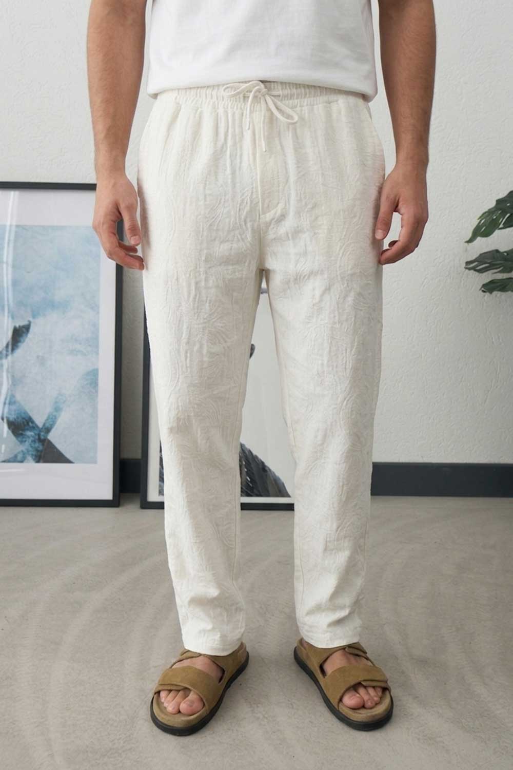 Παντελόνι Cotton Textured Urban Studio – Off White