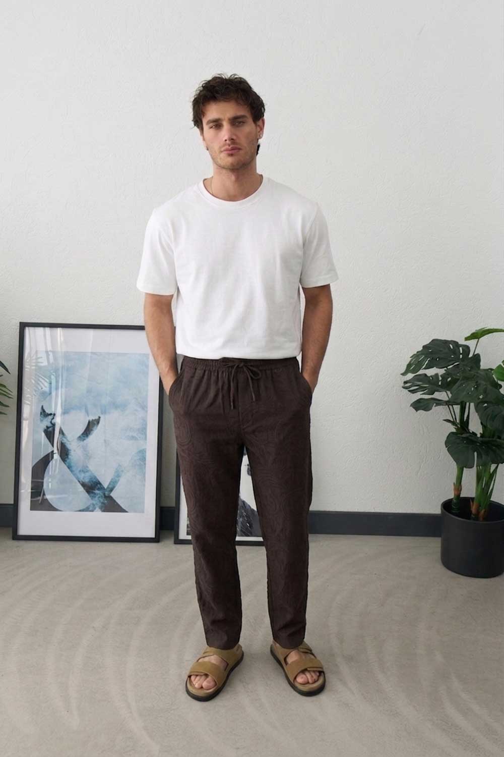 Παντελόνι Cotton Textured Urban Studio – Καφέ