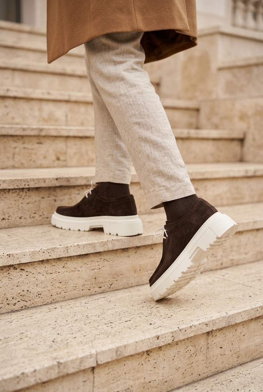 Χειροποίητα Παπούτσια Suede Urban Derby Studio – Καφέ
