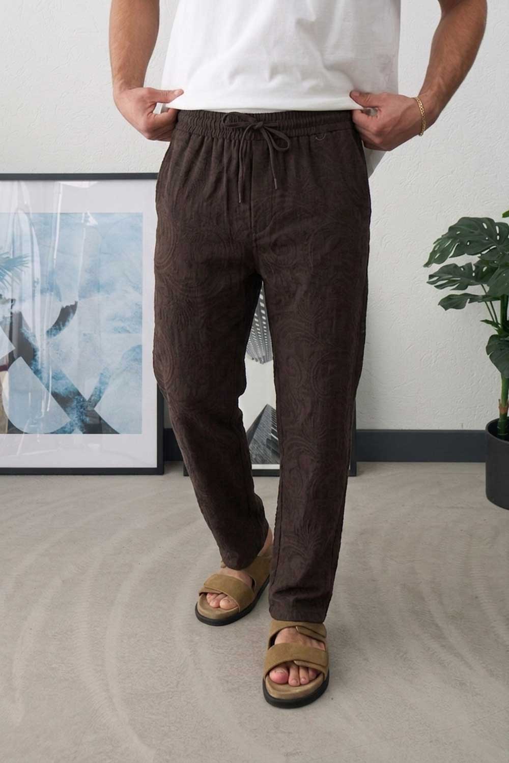 Παντελόνι Cotton Textured Urban Studio – Καφέ