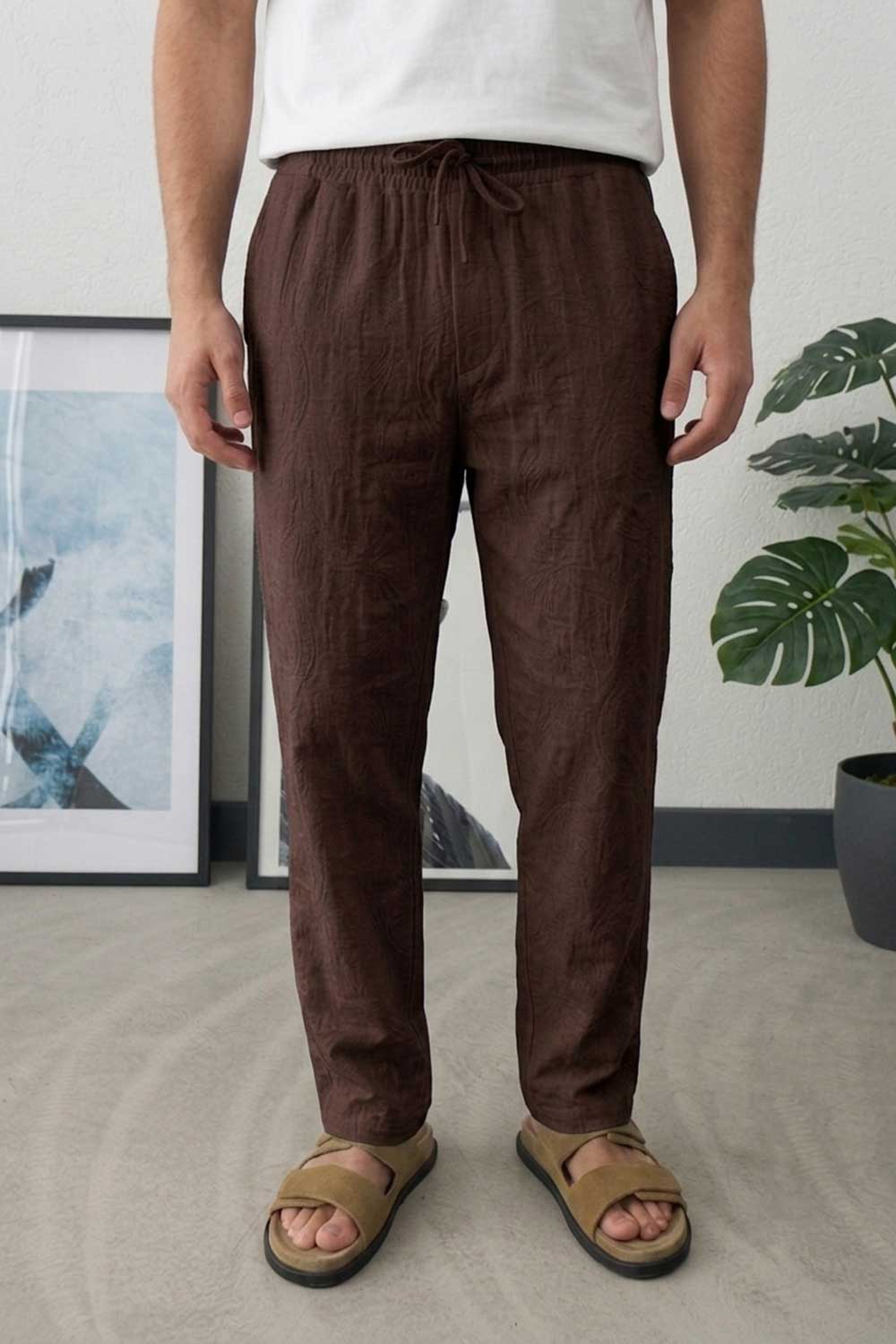 Παντελόνι Cotton Textured Urban Studio – Καφέ