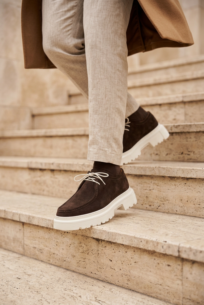 Χειροποίητα Παπούτσια Suede Urban Derby Studio – Καφέ