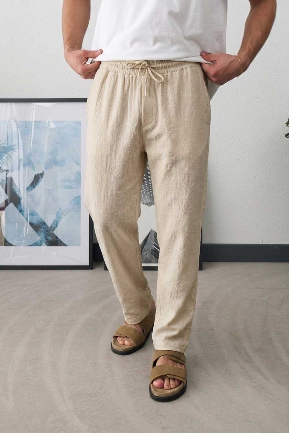 Παντελόνι Cotton Textured Urban Studio – Μπεζ