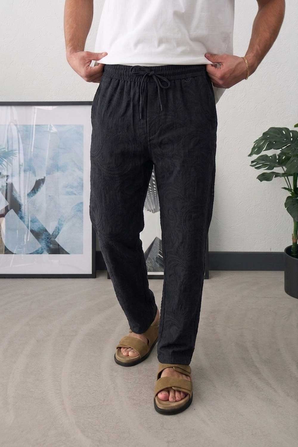 Παντελόνι Cotton Textured Urban Studio – Μαύρο