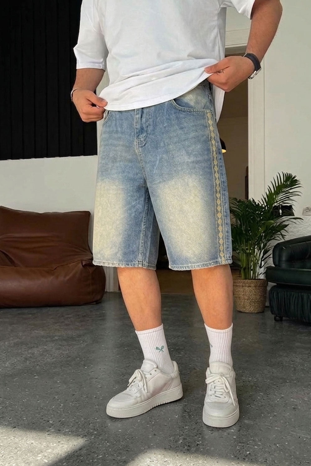 Βερμούδα Denim Urban Baggy Ethnic Studio – Μπλε
