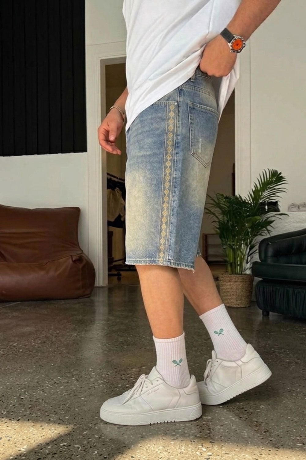 Βερμούδα Denim Urban Baggy Ethnic Studio – Μπλε