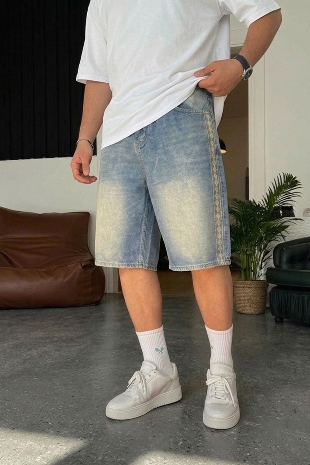 Βερμούδα Denim Urban Baggy Ethnic Studio – Μπλε