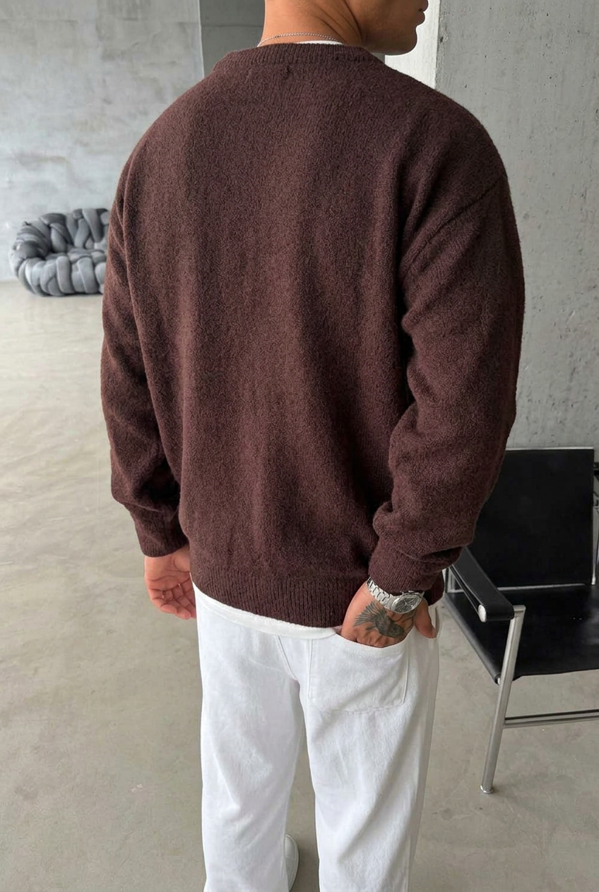 Ανδρικό Premium Πλεκτό EST  Cozy Soft - Καφέ