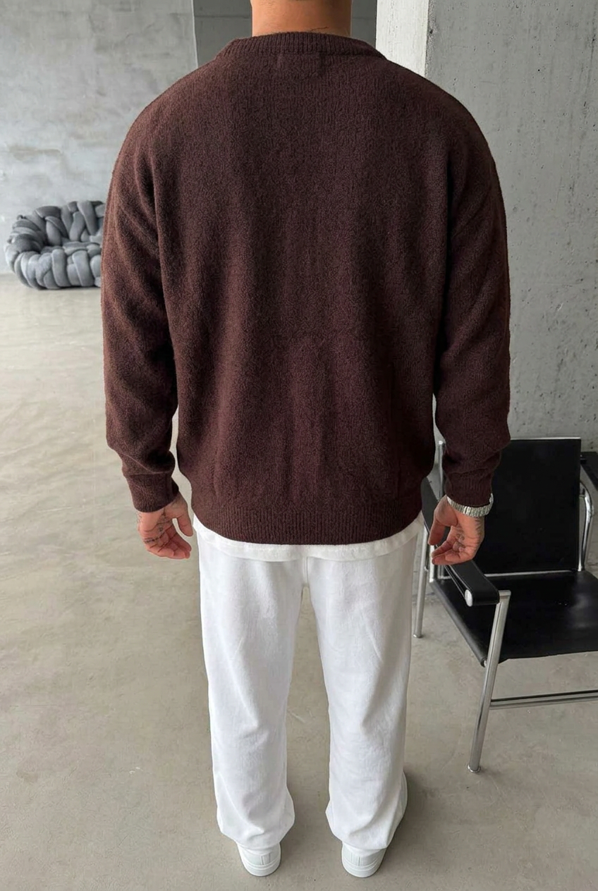Ανδρικό Premium Πλεκτό EST  Cozy Soft - Καφέ