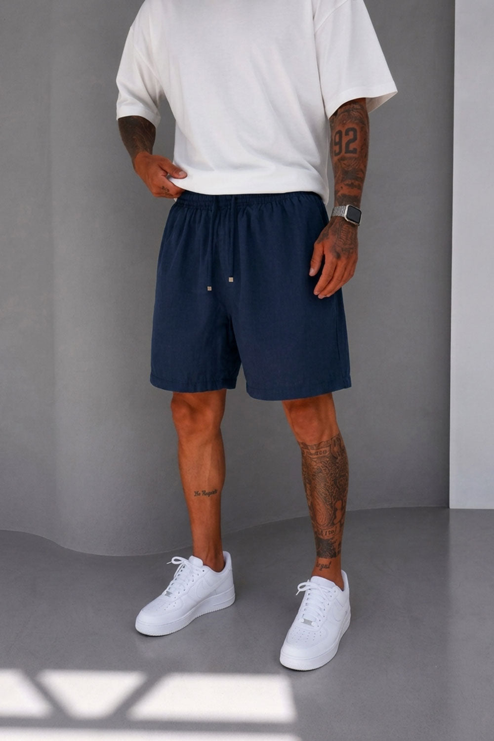 Βερμούδα Tencel-Blend Urban Drawstring Studio – Σκούρο Μπλε
