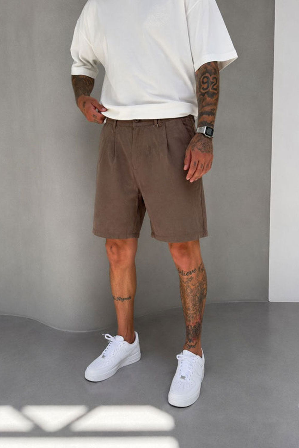 Βερμούδα Tailored Urban Pleated Studio Με Πιέτες – Καφέ