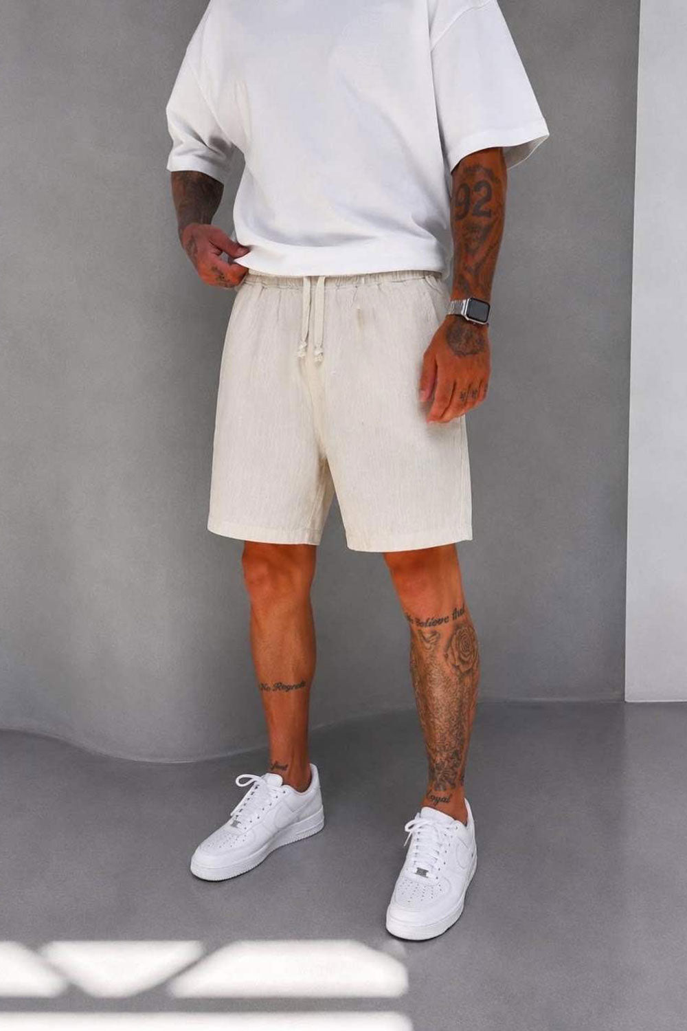 Βερμούδα Linen-Blend Urban Pleated Studio – Μπεζ