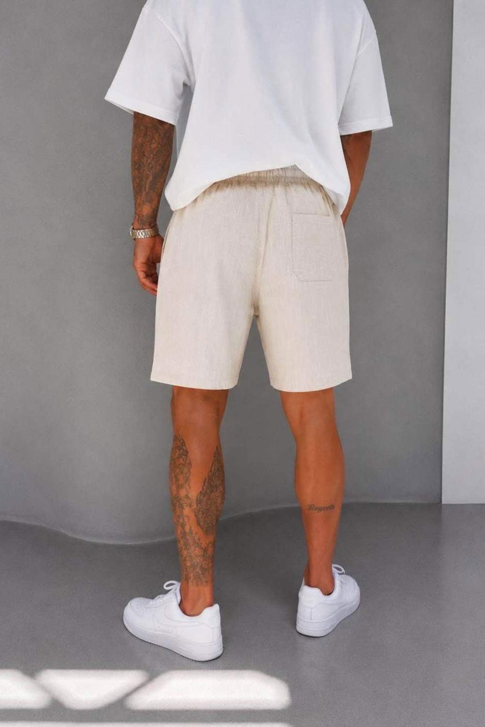 Βερμούδα Linen-Blend Urban Pleated Studio – Μπεζ