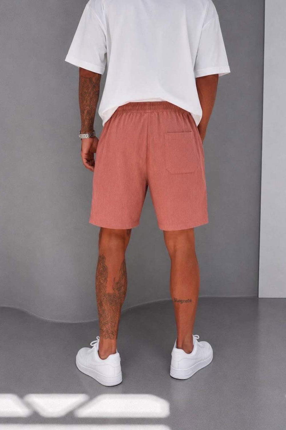 Βερμούδα Linen-Blend Urban Pleated Studio – Κεραμιδί