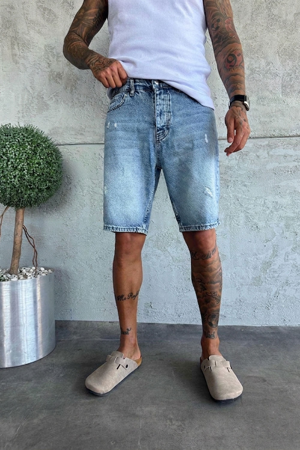 Βερμούδα Denim Urban Relaxed Distressed Studio – Μπλε