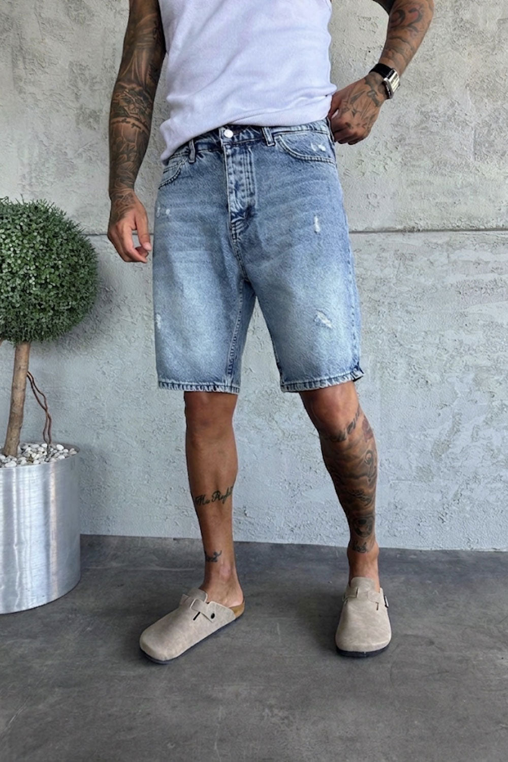 Βερμούδα Denim Urban Relaxed Distressed Studio – Μπλε